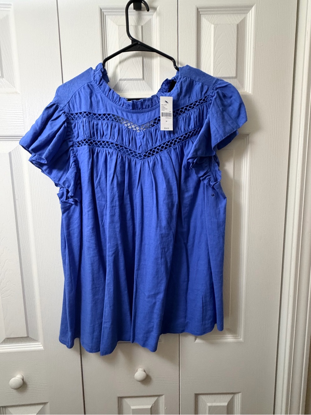 Lane Bryant: Royal Blue Crochet Yoke Blouse